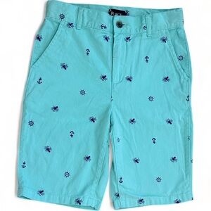 Place Aqua Nautical Print Shorts Anchor Crab Boys Size 10